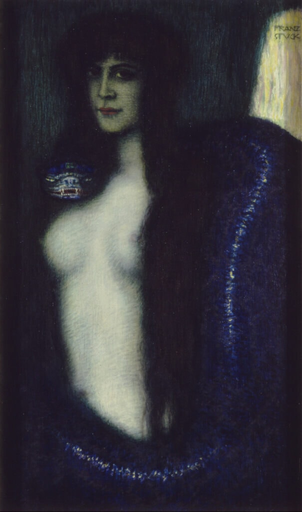 Franz von Stuck, Die Sünde, um 1912, Öl auf Leinwand, 88 x 52,5 cm, Staatliche Museen zu Berlin, Nationalgalerie, © Staatliche Museen zu Berlin, Nationalgalerie / Leihgabe der Bundesrepublik Deutschand / Andres Kilger