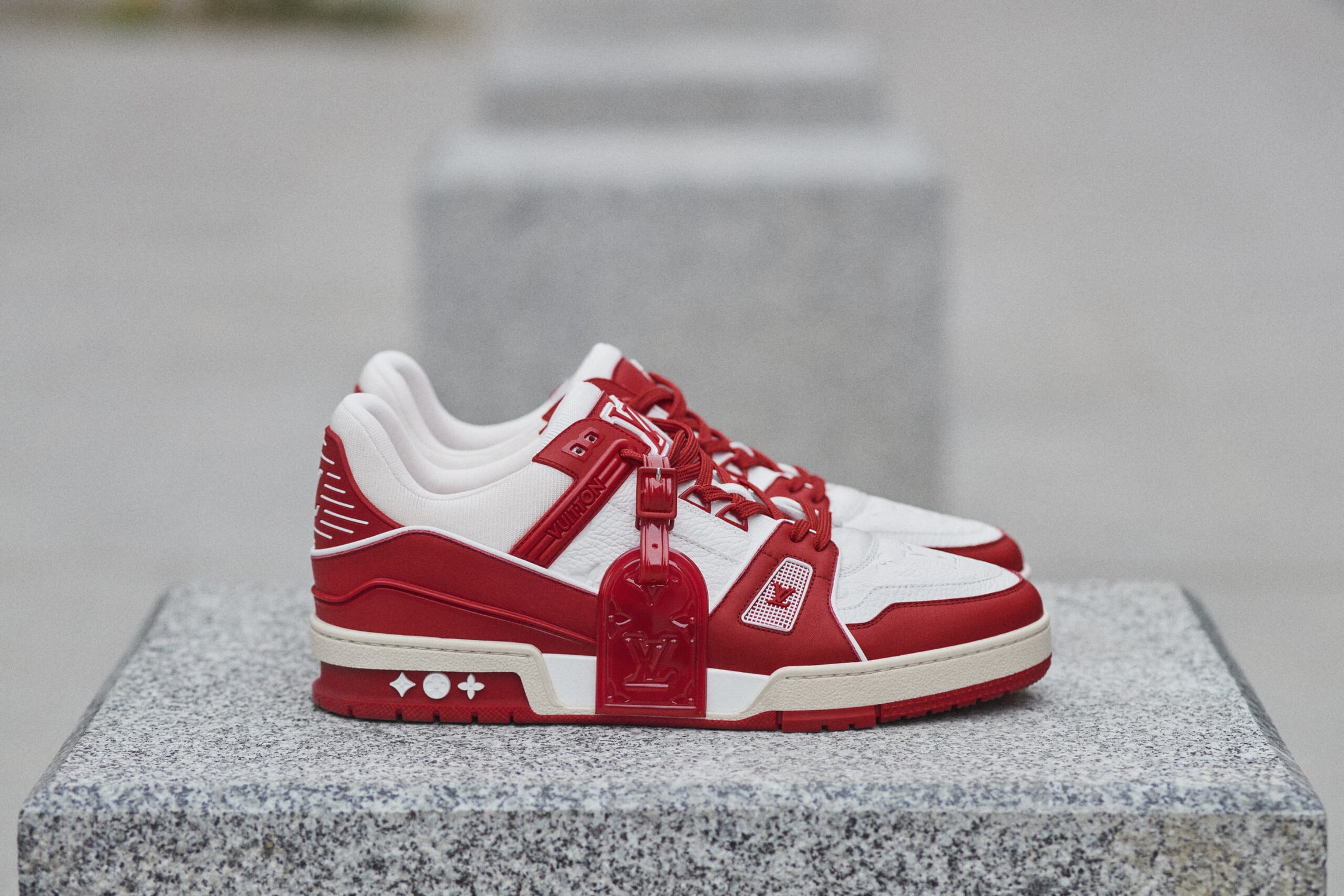 louis vuitton trainer red white