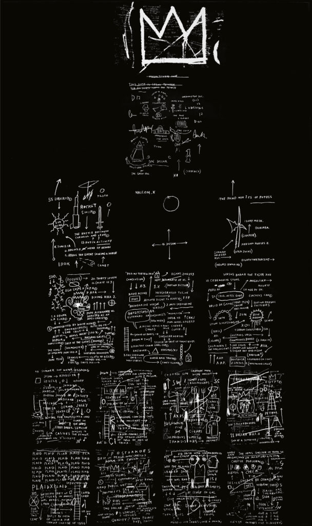 Jean-Michel Basquiat
Tuxedo, 1983
Siebdruck auf Leinwand
Nicola Erni Collection, Reto Pedrini Photography © Estate of Jean-Michel Basquiat. Licensed by Artestar, New York