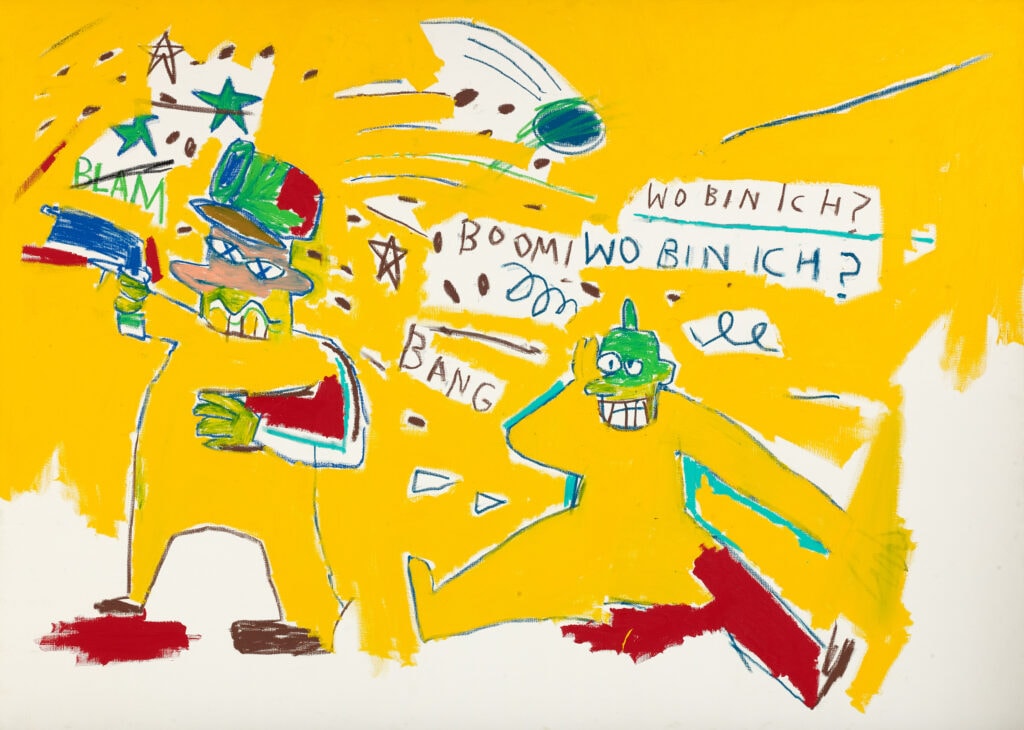 Jean-Michel Basquiat
Untitled (Infantry), 1983
Acryl auf Leinwand
Nicola Erni Collection, Reto Pedrini Photography © Estate of Jean-Michel Basquiat. Licensed by Artestar, New York