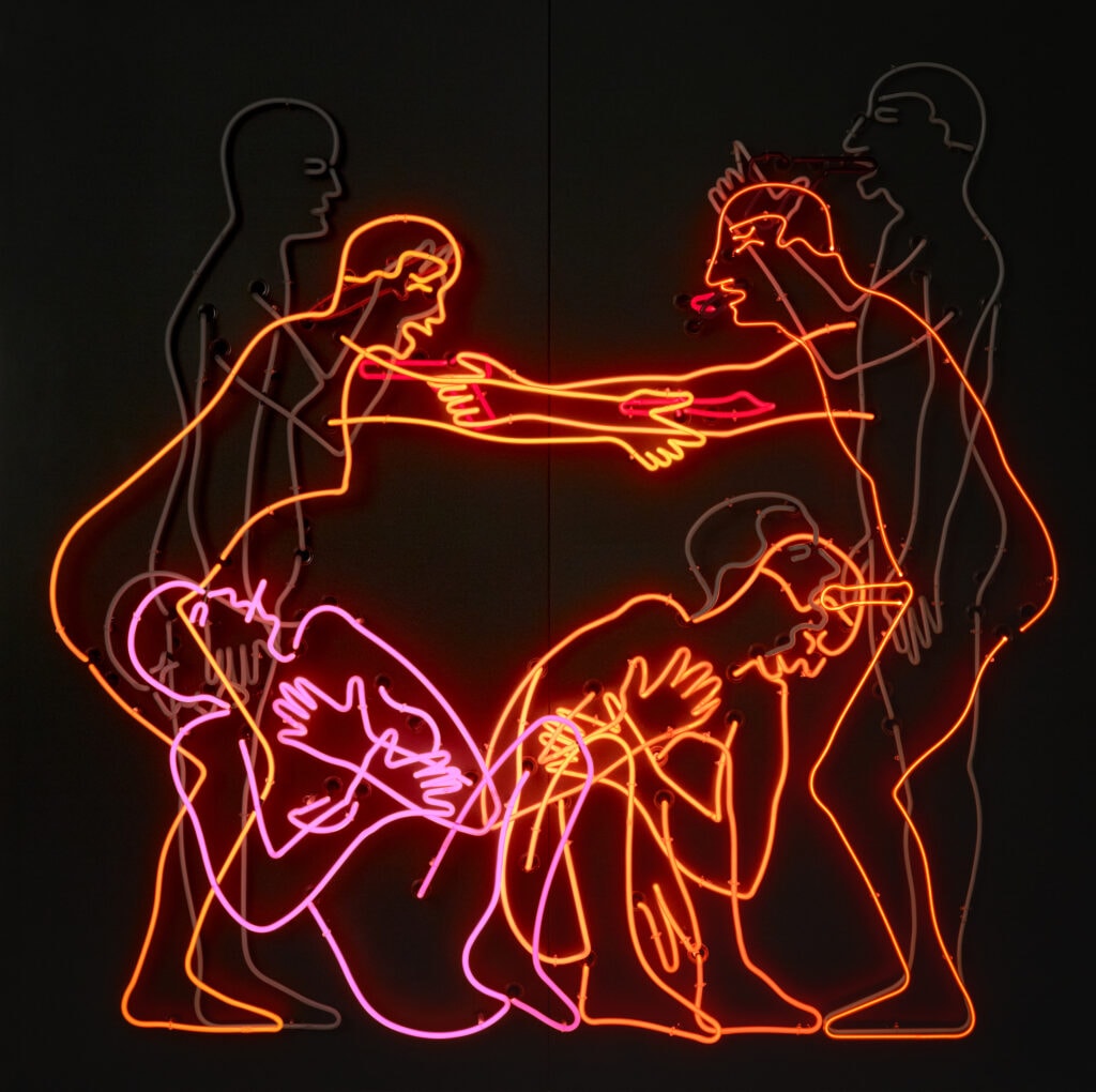 Bruce Nauman
Sex and Death by Murder and Suicide, 1985
Neon tubes mounted on aluminium
Emanuel Hoffmann-Stiftung, Depositum in der Öffentlichen Kunstsammlung Basel © Bruce Nauman/ Bildrecht, Wien, 2021
Foto: Bisig & Bayer, Basel
