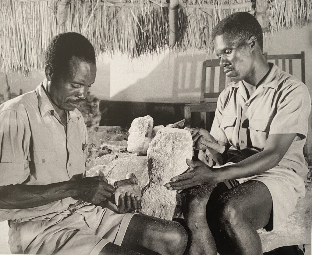 Shona Sculptures, Frank Vanji & Joram Mariga
Nyatate, Nyanga, February 1963, 
photo: Chris Mills