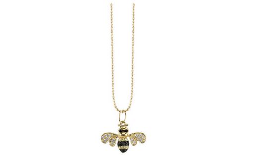 Yellow-gold diamond bumble bee necklace by Sydney Evan